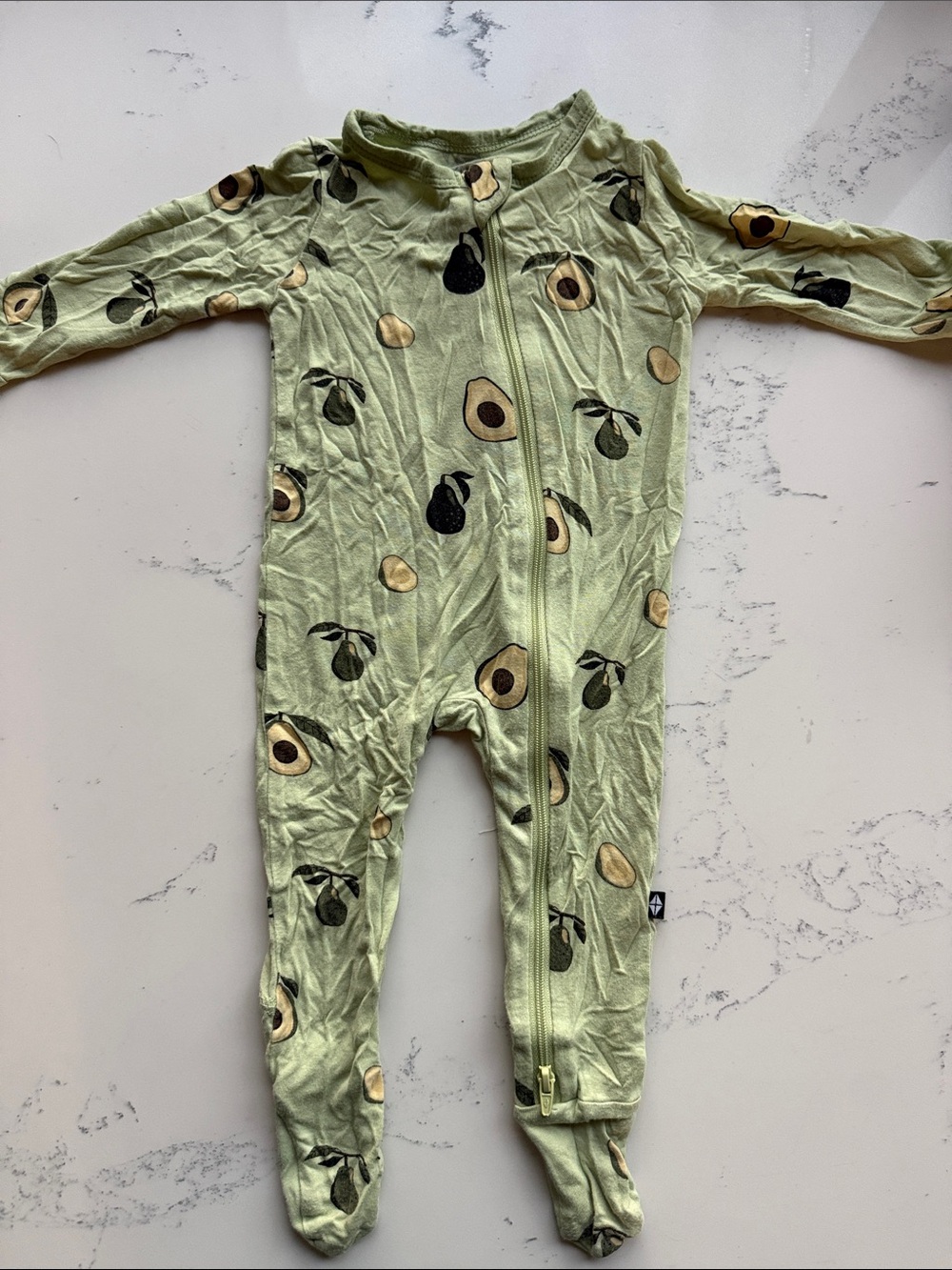 Kyte Baby Zippered Footie Onesie Green Avocado Size 3-6